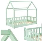 Juskys Kinderbett Marli, 80x160 cm, Hausoptik mit Dach, Holz, Rausfallschutz, 3 - 10