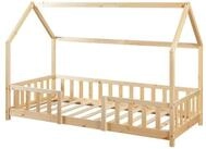 en.casa Kinderbett, &raquo;Sisimiut&laquo; Haus-Optik mit Rausfallschutz 90x200cm Holz