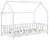 en.casa Kinderbett, &raquo;Sisimiut&laquo; Haus-Optik mit Rausfallschutz 70x140cm Wei&szlig;