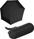 Knirps&reg; Taschenregenschirm X1 mini Damen-Schirm schwarz superthin im Etui, Schlaufe