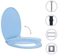 vidaXL WC-Sitz, Toilettensitz mit Absenkautomatik Quick-Release Blau Oval