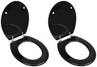 vidaXL WC-Sitz Toilettensitze mit Deckel 2 Stk. MDF Schwarz (2-St)
