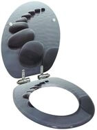 vidaXL WC-Sitz Toilettensitz mit Soft-Close-Deckel MDF Stein-Design (1-St)