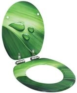 vidaXL WC-Sitz Toilettensitz Soft-Close-Deckel MDF Gr&uuml;n Wassertropfen-Design (1-St)