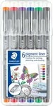 STAEDTLER Fineliner Pigment liner 0,3mm farbig sortiert VE=6 St&uuml;ck