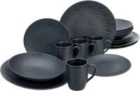 CreaTable Kombiservice Schiefer Black (16-tlg), 4 Personen, Steinzeug, robuste,