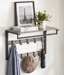VASAGLE Wandgarderobe, Wandregal, mit Haken, 65 x 30 x 42 cm (L x B x H)