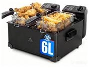 Aigostar Fritteuse Edelstahl Doppel-Fritteuse mit 2 K&ouml;rben, 6 Liter &Ouml;l-Fritteuse