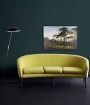 Art for the home Leinwandbild Italienische Landschaft mit Pinien, Blumen,