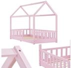 Juskys Kinderbett Marli, 90x200 cm, Hausoptik mit Dach, Holz, Rausfallschutz, 3 - 10