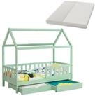 Juskys Kinderbett Marli, 90x200 cm, 3 - 10 Jahre, Rausfallschutz, Bettkasten,...