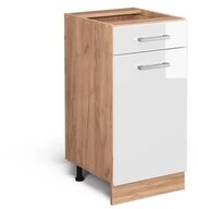 Vicco Unterschrank R-Line, Wei&szlig; Hochglanz/Goldkraft Eiche, 40 cm ohne...
