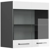 Vicco Glash&auml;ngeschrank R-Line, Wei&szlig; Hochglanz/Anthrazit, 60 cm (1-St)
