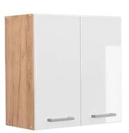 Vicco H&auml;ngeschrank R-Line, Wei&szlig; Hochglanz/Goldkraft Eiche, 60 cm (1-St)