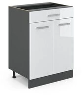 Vicco Unterschrank R-Line, Wei&szlig; Hochglanz/Anthrazit, 60 cm mit Schublade, ohne