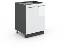 Vicco Unterschrank Fame-Line, Wei&szlig; Hochglanz/Anthrazit, 60 cm ohne Arbeitsplatte