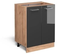 Vicco Unterschrank R-Line, Anthrazit Hochglanz/Goldkraft Eiche, 60 cm ohne