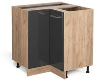 Vicco Eckunterschrank R-Line, Anthrazit Hochglanz/Eiche, 75.6 cm ohne...