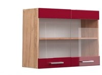 Vicco Glash&auml;ngeschrank R-Line, Rot Hochglanz/Goldkraft Eiche, 80 cm (1-St)