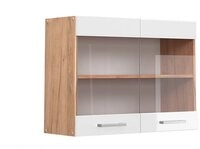 Vicco Glash&auml;ngeschrank R-Line, Wei&szlig; Hochglanz/Goldkraft Eiche, 80 cm (1-St)