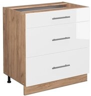 Vicco Unterschrank Fame-Line Wei&szlig; Hochglanz/Eiche 80cm, ohne Arbeitsplatte (1-St)