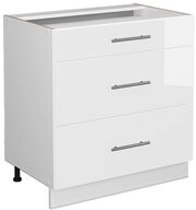 Vicco Unterschrank Fame-Line, Wei&szlig; Hochglanz/Wei&szlig;, 80 cm mit 3 Schubladen, ohne