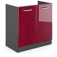 Vicco Unterschrank R-Line, Rot Hochglanz/Anthrazit, 80 cm ohne Arbeitsplatte (1-St)