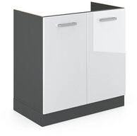 Vicco Unterschrank R-Line, Wei&szlig; Hochglanz/Anthrazit, 80 cm ohne Arbeitsplatte (1-St)