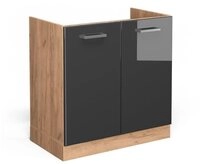 Vicco Unterschrank R-Line, Anthrazit Hochglanz/Goldkraft Eiche, 80 cm ohne