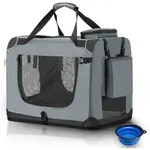 Juskys Tiertransporttasche Lassie, mit Decke, Tasche, Griffen und Fressnapf grau 56