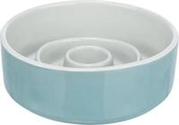 TRIXIE Antischlingnapf Slow Feeding Keramiknapf - grau/blau - 0,9 l/&oslash; 17 cm