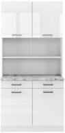 Vicco K&uuml;chenzeile R-Line, Wei&szlig; Hochglanz/Wei&szlig;, 100 cm, AP Marmor