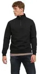 Jack & Jones Herren Stehkragen Pullover JJEBRADLEY SWEAT HALF ZIP Relaxed Fit Schwarz