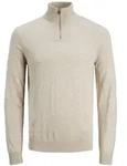 Jack & Jones Herren Stehkragen Pullover JJEEMIL Beige Grau 12189339 L