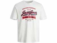 Jack & Jones Herren Rundhals T-Shirt JJELOGO Regular Fit Weiß 12246690 L