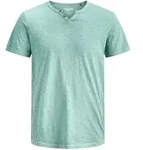 Jack & Jones Herren Rundhals T-Shirt JJESPLIT Slim Fit 12164972 Mineral Blau L