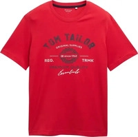 Tom Tailor Herren T-Shirt LOGO - Regular Fit 12830 Samba Red