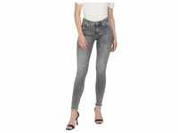 Only Damen Jeans ONLBLUSH MID SK ANK RAW JNS REA0918 Skinny Fit Grau Normaler Bund