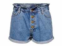 Only Damen Jeans Short ONLCUBA LIFE PAPERBAG Blau 15200196 Normaler Bund Knopfleiste