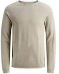 Jack & Jones Herren Sweater Pullover mit Rundhals Ausschnitt JJEHILL Beige Grau L