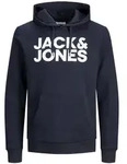 Jack & Jones Herren Hoodie Kapuzenpullover Pullover JJECORP Blau Reg /Large Print XXL
