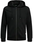 Jack & Jones Herren Hoodie Kapuzenpullover JJEBASIC ZIP Regular Fit Schwarz 12182493