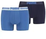 Puma Herren Boxershort PLACED LOGO BOXER 2er Pack - Blue / Black 021 - M