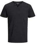 Jack & Jones Herren Rundhals T-Shirt JJESPLIT Slim Fit Schwarz S