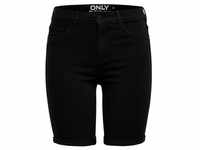 Only Damen Jeans Short ONLRAIN MID LONG SHORTS Schwarz Normaler Bund Reißverschluss