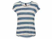 Vero Moda Damen T-Shirt VMWIDE STRIPE S/L Blau Snow White 10190017 S