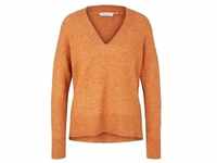 Tom Tailor Denim Damen Pullover COSY V-NECK Regular Fit Rot Amber Grau 30345 XL