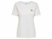Only Damen T-Shirt ONLKITA Regular Fit Regular Fit Weiß Gold Glitter Heart 15244714