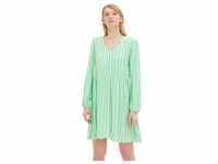 Tom Tailor Denim Damen Kleid BABYDOLL Regular Fit Vertical Grün Weiß Stripe...