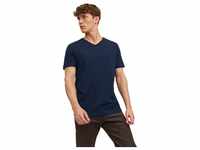 Jack & Jones Herren V-Neck T-Shirt JJEORGANIC BASIC Regular Fit Blau 12156102 M